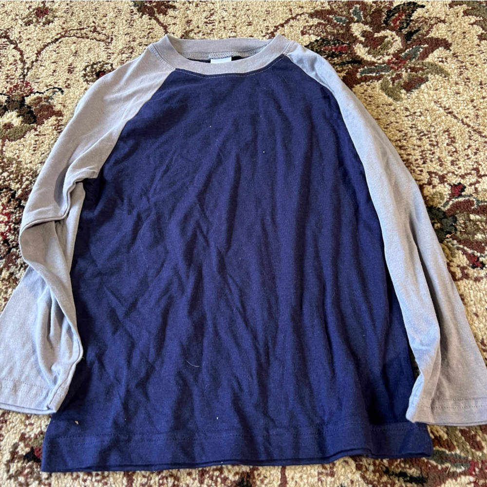 Gymboree Boys Cotton Long Sleeve Tee Navy Blue & Gray